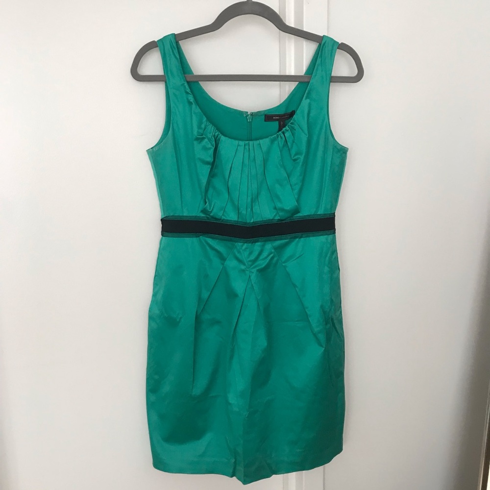 BCBGMAXAZRIA Tank Satin/Silk teal dress w/ detail